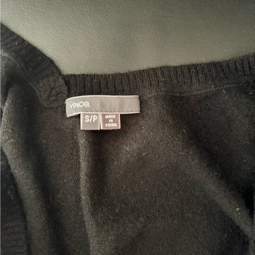 Vince Black 100% Cashmere Scoop Neck Deep V-Back Sweater Small - Picture 2 of 4